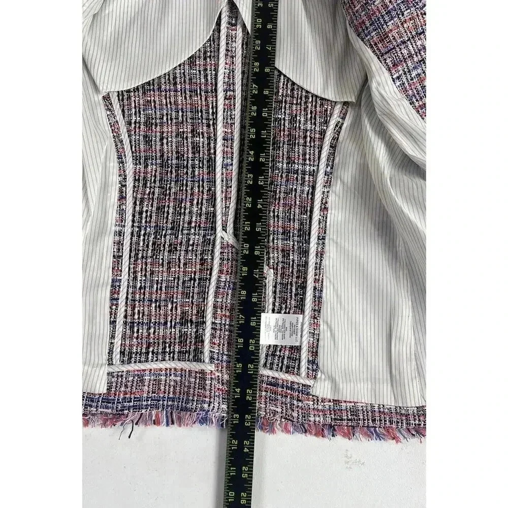 Veronica Beard Theron Double Breasted Tweed Jacket Blazer Frayed Trim Size 2 - Picture 4 of 12